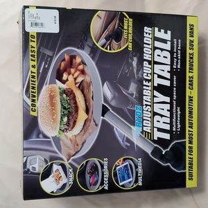 Adjustable cup holder tray table for car or truck.  As seen on TV.